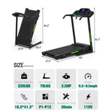 3.5HP 330 lb Weight Foldable Electric Running Walking Machine with Bluetooth/APP for Home, Fitness Jogging Exercise, Easy Installation and Space Saver for Home Office Gym