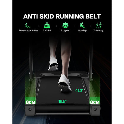 3.5HP 330 lb Weight Foldable Electric Running Walking Machine with Bluetooth/APP for Home, Fitness Jogging Exercise, Easy Installation and Space Saver for Home Office Gym